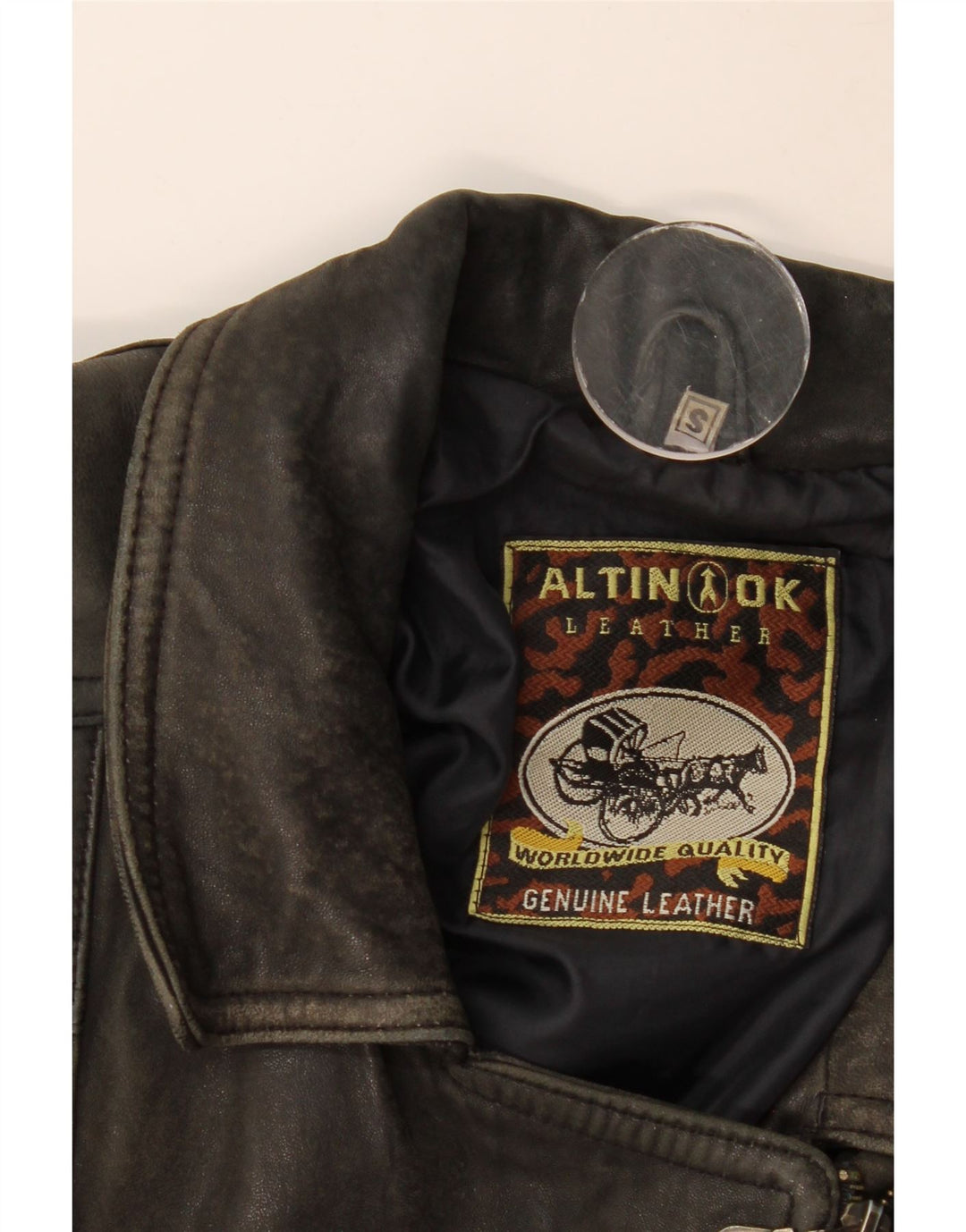 Jachetă de motociclist supradimensionată din piele vintage pentru femei UK 10 din piele maro mică