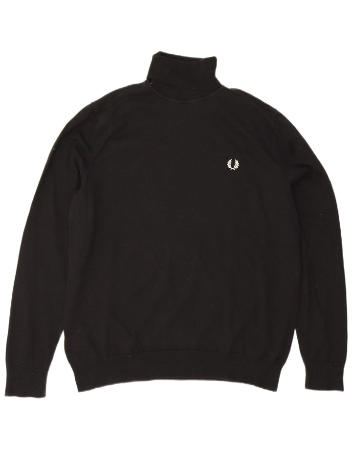 Pulover pentru bărbați Fred Perry cu gât rulat, XL, lână neagră