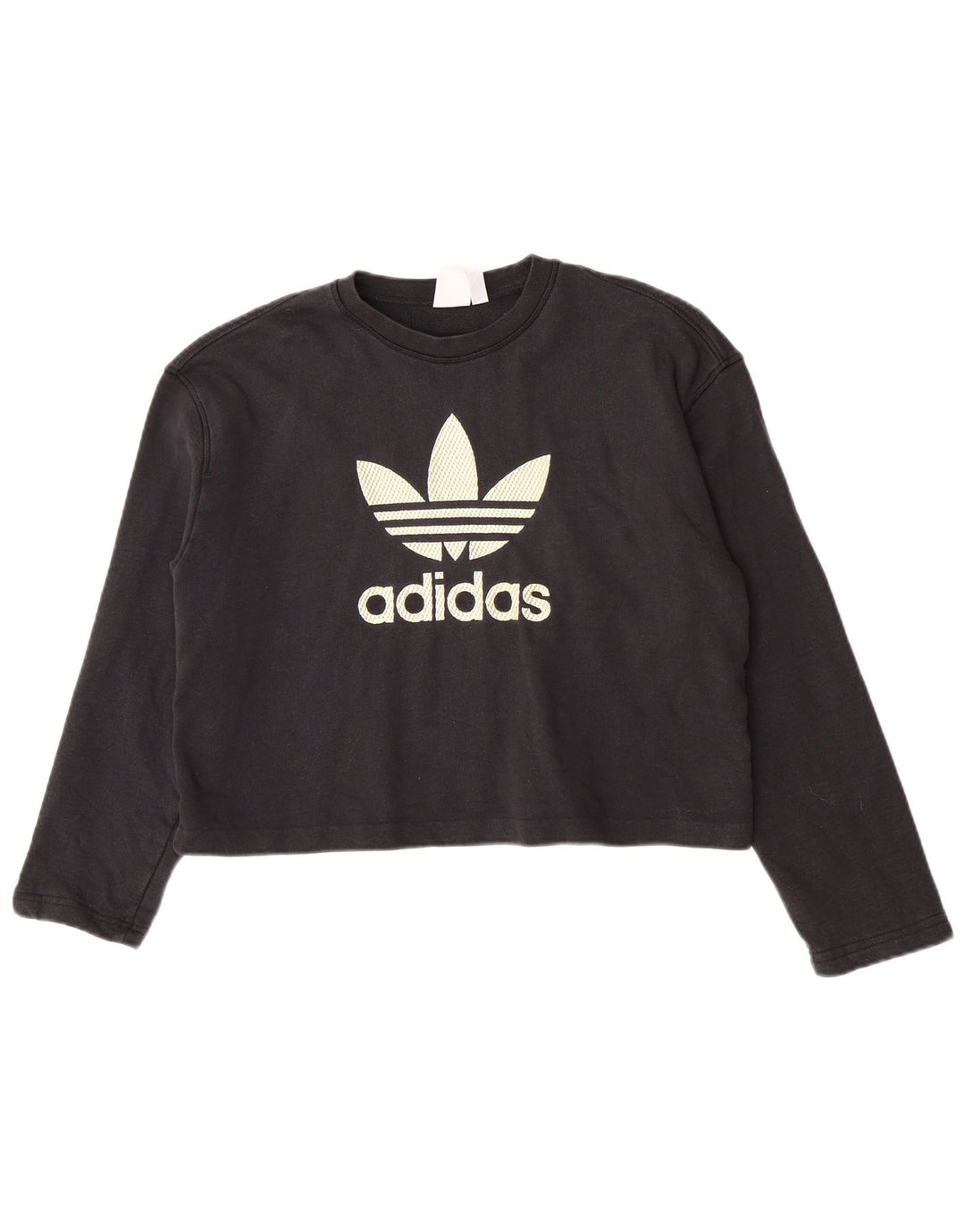 Adidas pentru femei oversized Crop Graphic Top cu mânecă lungă UK 8 Small Black