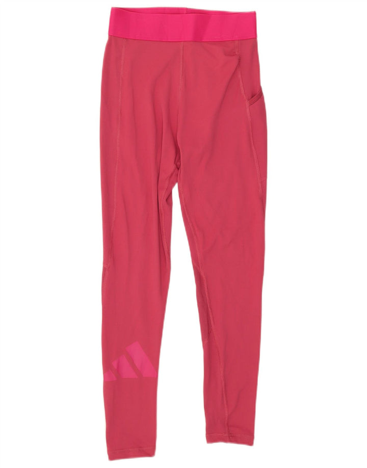 Leggings cu grafic pentru femei Adidas UK 8, poliester roz mic