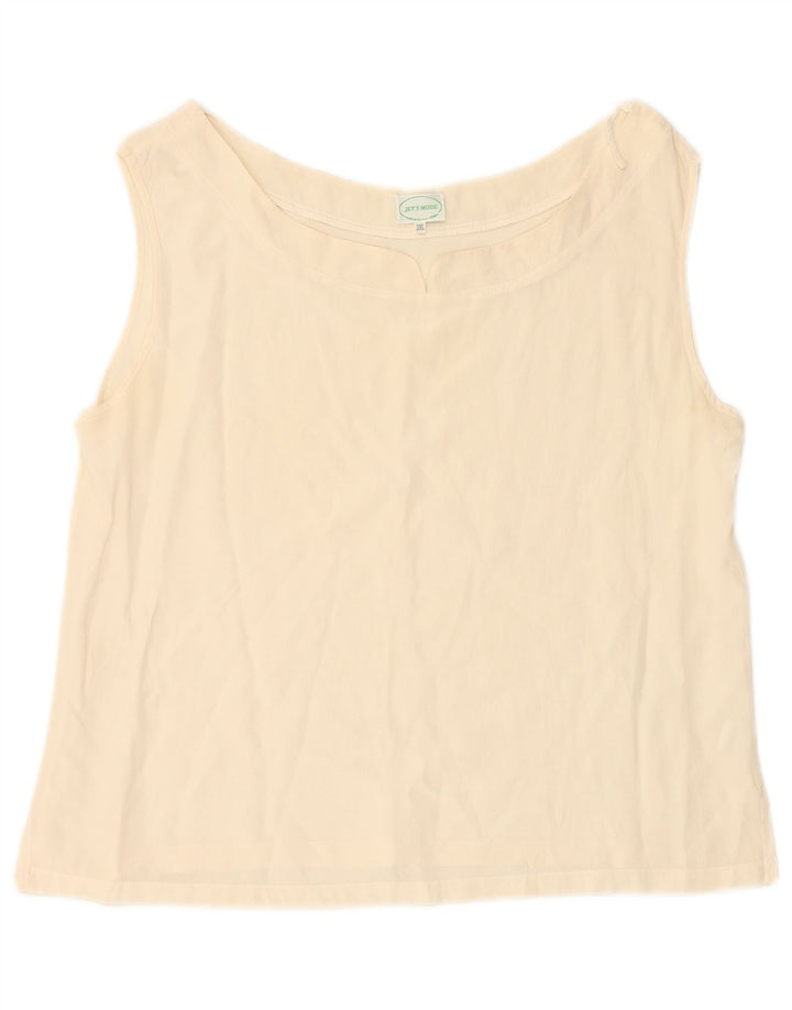 Bluză fără mâneci pentru femei VINTAGE, 20 UK 2XL, mătase alb