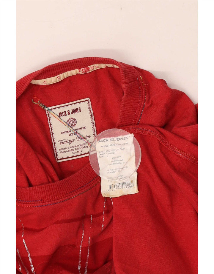 Jack & Jones Tricou cu mânecă lungă pentru bărbați, roșu, mare