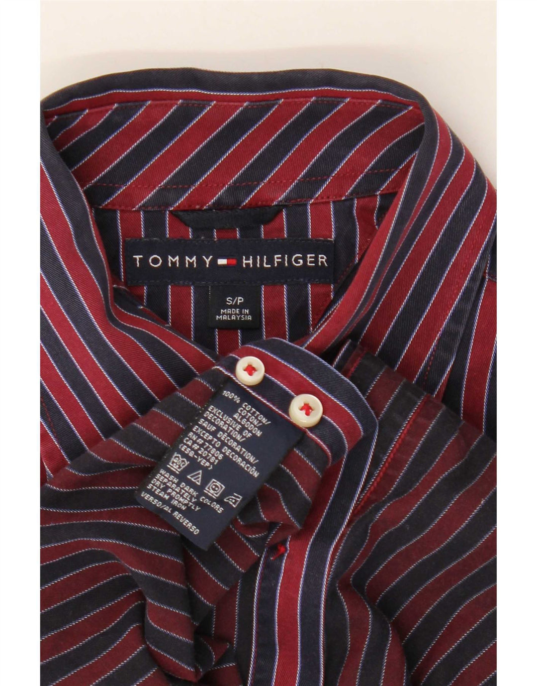 Cămașă pentru bărbați Tommy Hilfiger, bumbac cu dungi roșii mici