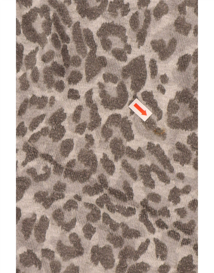 OASIS Pulover cu gât rulat pentru femei UK 14 Medium Gri Animal Print