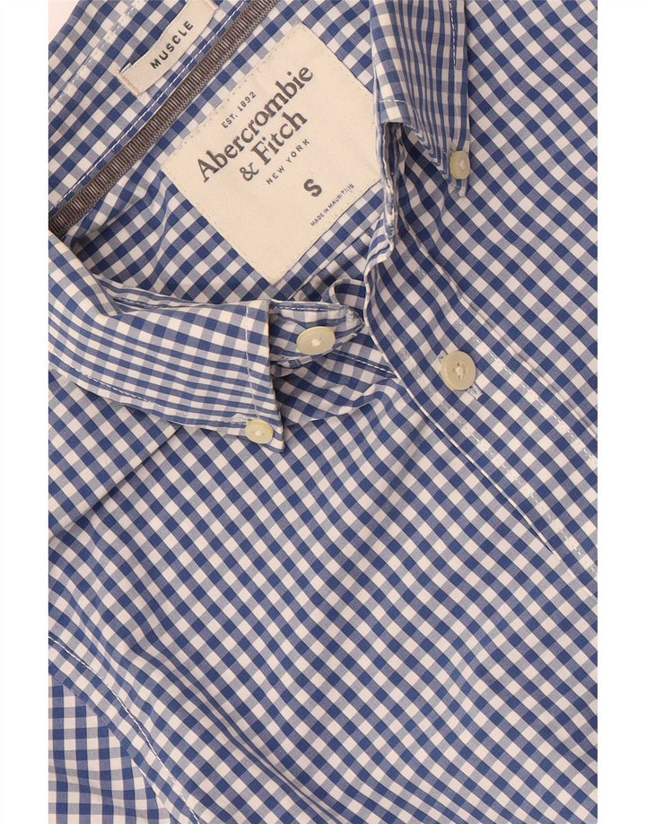 Cămașă musculară pentru bărbați Abercrombie & Fitch Mic albastru Gingham