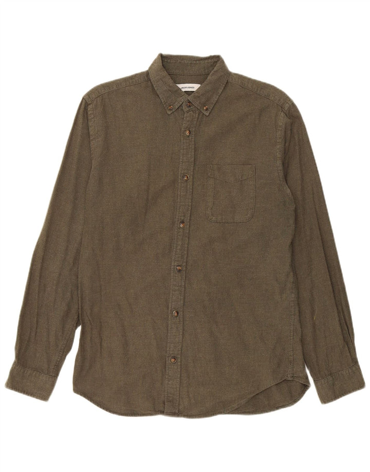 Cămașă de flanel pentru bărbați Jack & Jones, bumbac mediu kaki