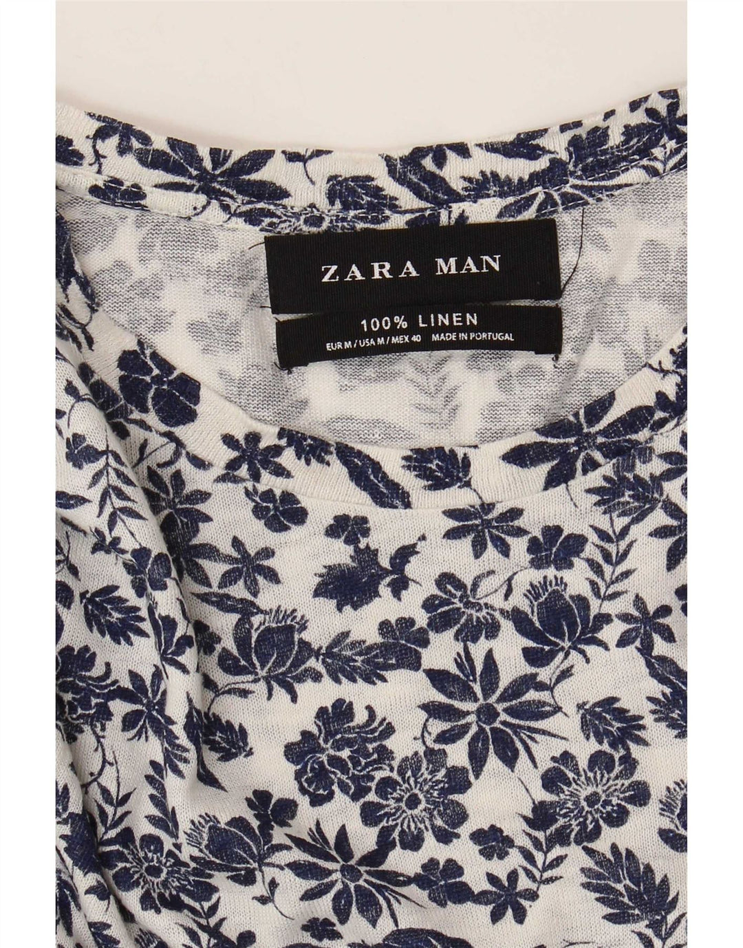 Tricou Bărbați Zara Top Mediu Alb Floral In