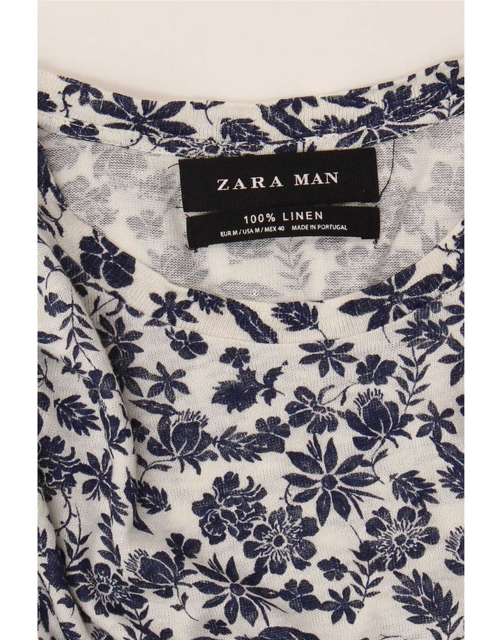 Tricou Bărbați Zara Top Mediu Alb Floral In