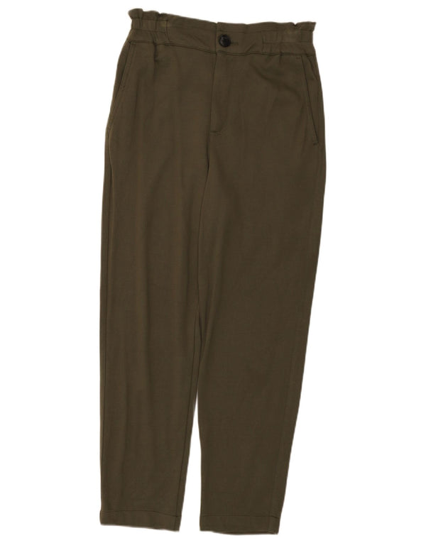 Pantaloni chino conici pentru femei cu talie înaltă Zara XS L24 L25 Kaki Viscoză