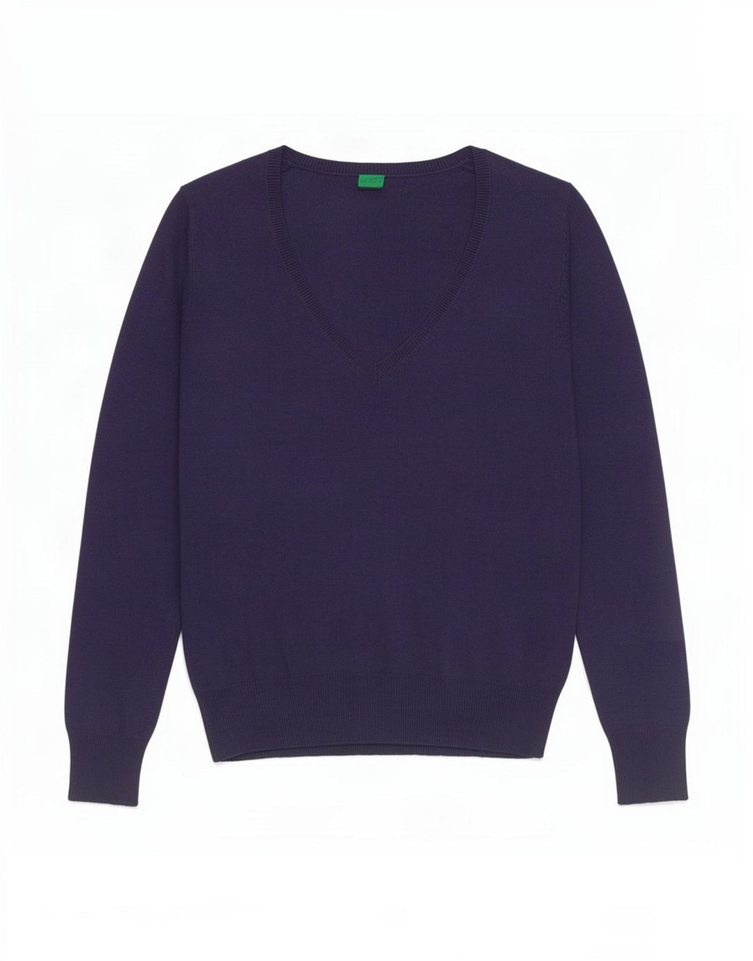 Pulover pentru femei Benetton cu decolteu în V UK 8 Small Bleumarin