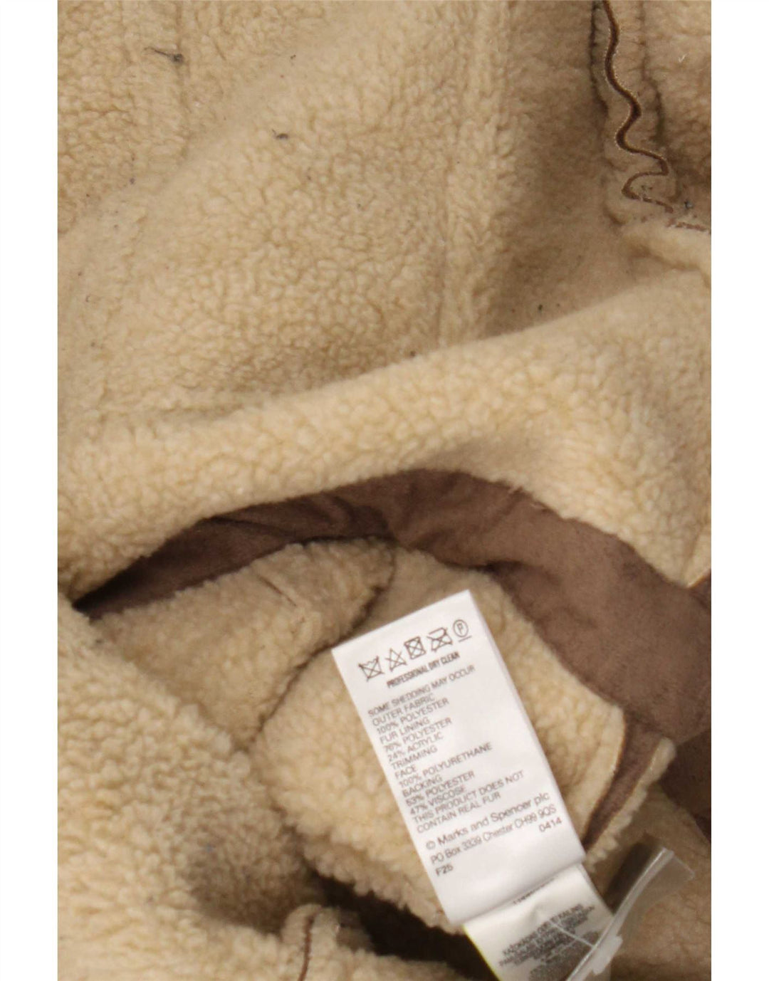 Jachetă Sherpa pentru femei Marks & Spencer UK 16 Poliester maro mare