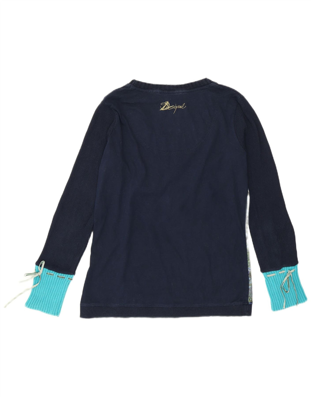 DESIGUAL Top grafic pentru femei cu mânecă lungă UK 14 mare, albastru, floral