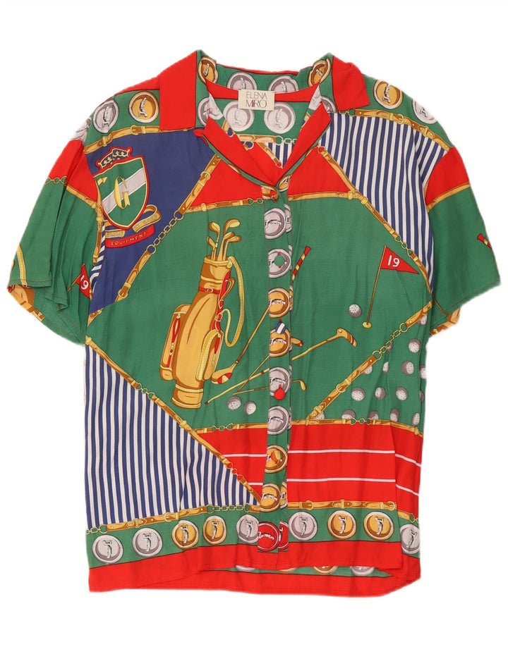 ELENA MIRO Bluză cămașă cu model abstract pentru femei UK 14 Medium Multicolor