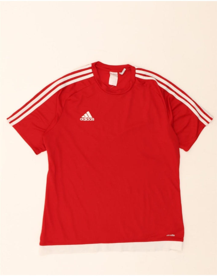 ADIDAS Mens Climalite T-Shirt Top Large Red Polyester Vintage Adidas and Second-Hand Adidas from Messina Hembry 