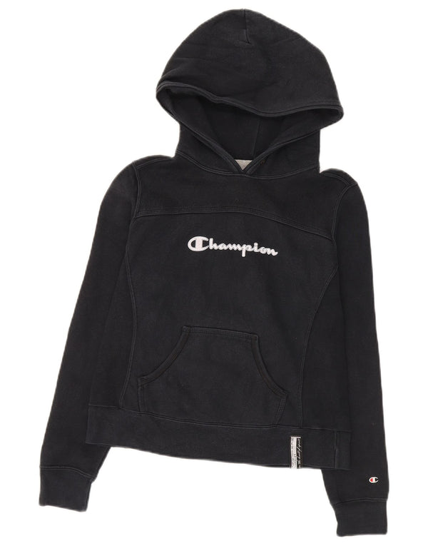 Pulover pentru femei Champion Graphic Crop Hoodie UK 8 Small Black