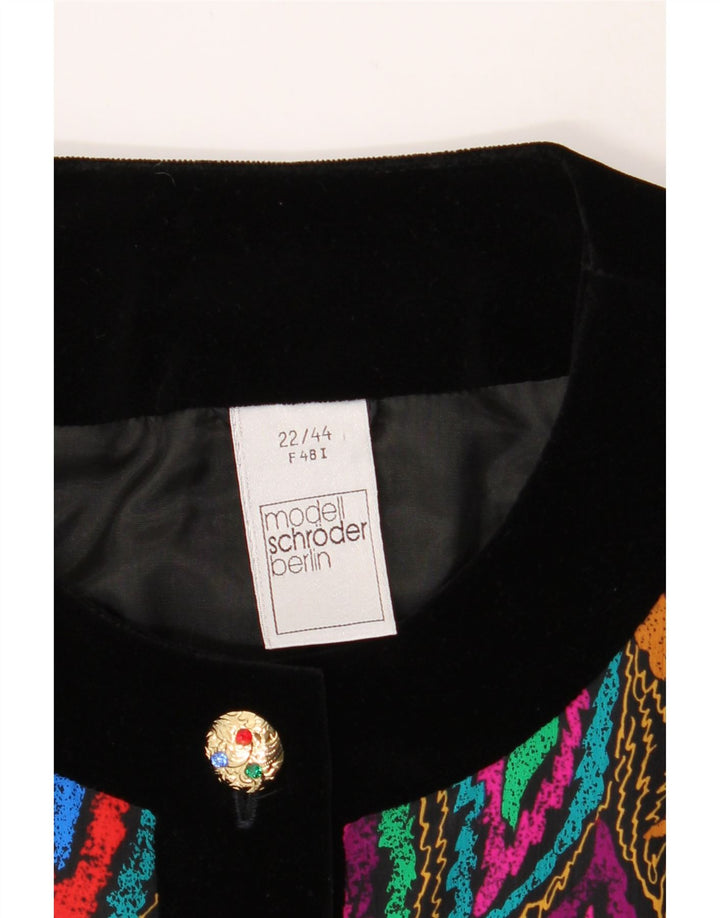 VINTAGE Womens 6 Button Blazer Jacket IT 44 Medium Black Paisley Vintage Vintage and Second-Hand Vintage from Messina Hembry 