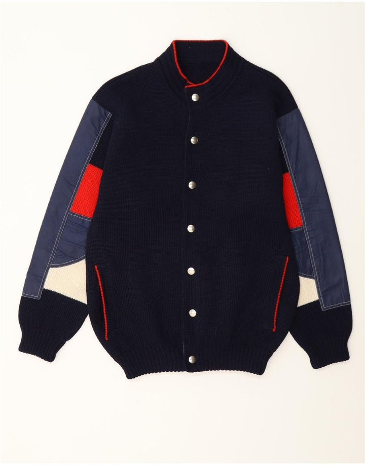 Pulover Cardigan Vintage pentru bărbați Mediu Bleumarin Colorblock