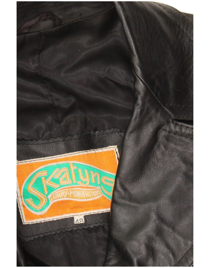 Palton din piele pentru bărbați VINTAGE IT 48 Piele neagră medie