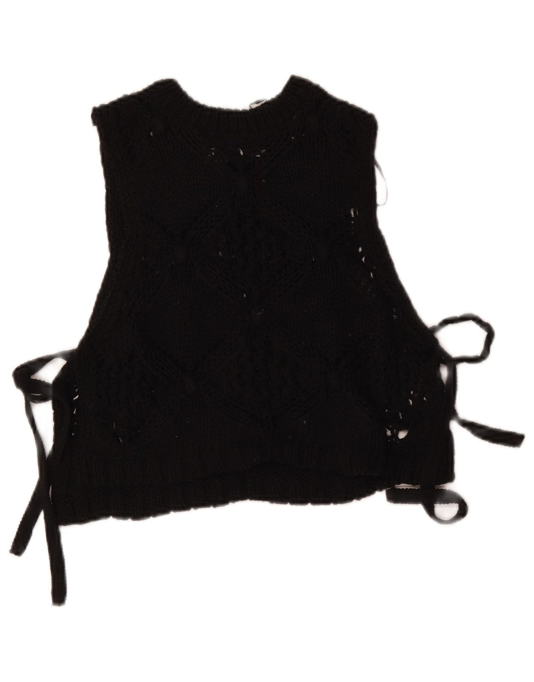 Bluză din tricot fără mâneci pentru femei Zara UK 10 Poliester negru mic