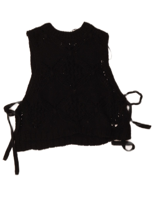 Bluză din tricot fără mâneci pentru femei Zara UK 10 Poliester negru mic