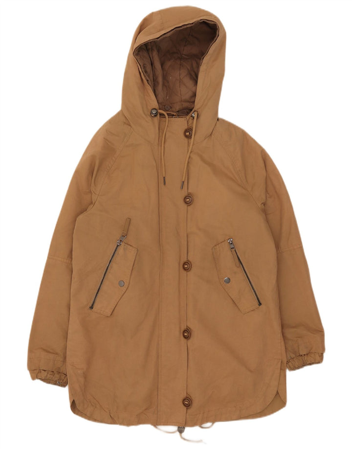 Jachetă parka cu glugă pentru femei Zara UK 6 XS poliester bej
