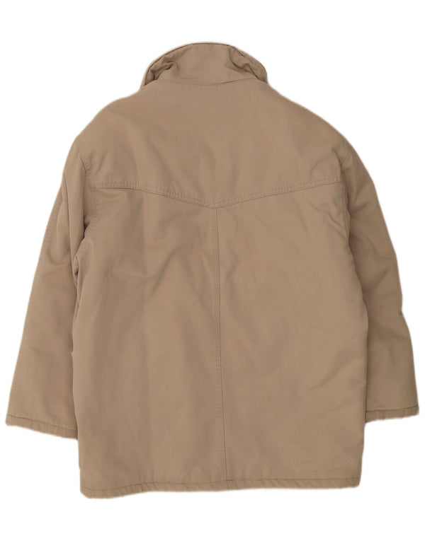 Jachetă parka cu glugă vintage pentru bărbați UK 40 mare, bej, bumbac