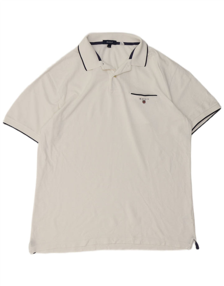 Tricou polo pentru bărbați Gant, bumbac alb XL