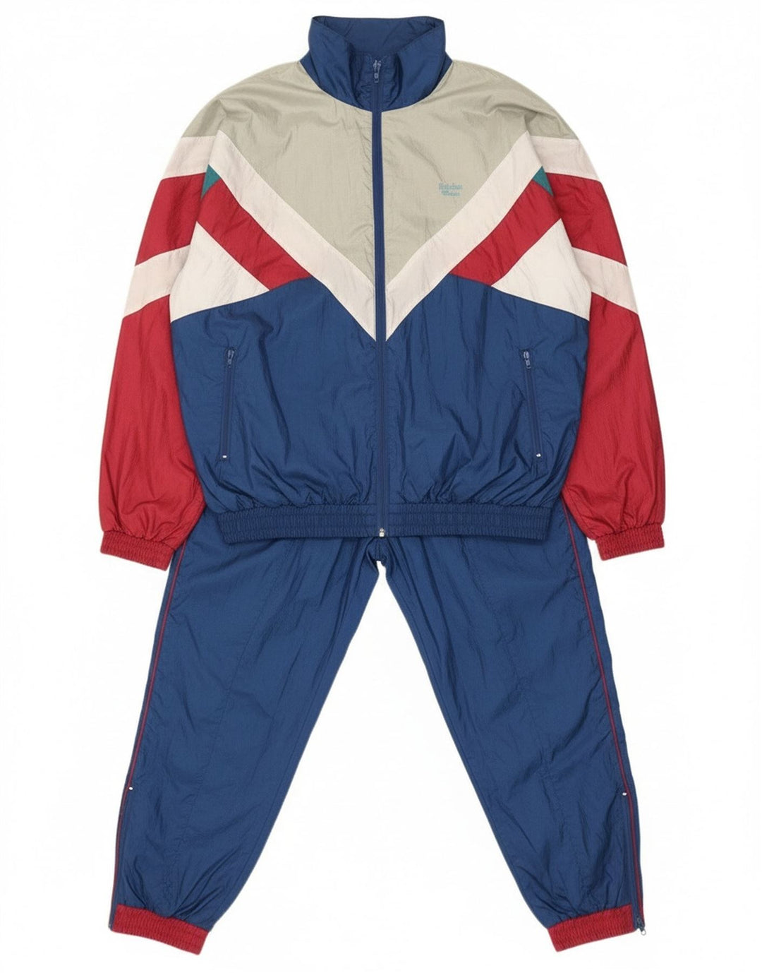 Trening vintage supradimensionat pentru bărbați, mediu, bleumarin, bloc de culoare