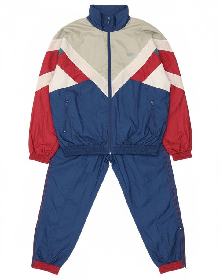 Trening vintage supradimensionat pentru bărbați, mediu, bleumarin, bloc de culoare