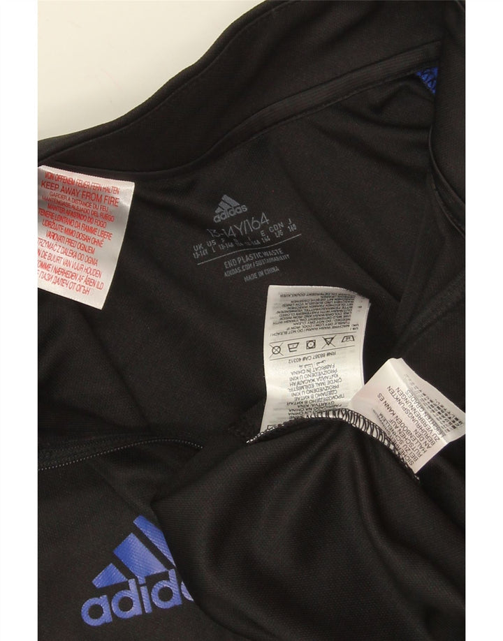 ADIDAS Boys Aeroready Pullover Tracksuit Top 13-14 Years Black Colourblock Vintage Adidas and Second-Hand Adidas from Messina Hembry 