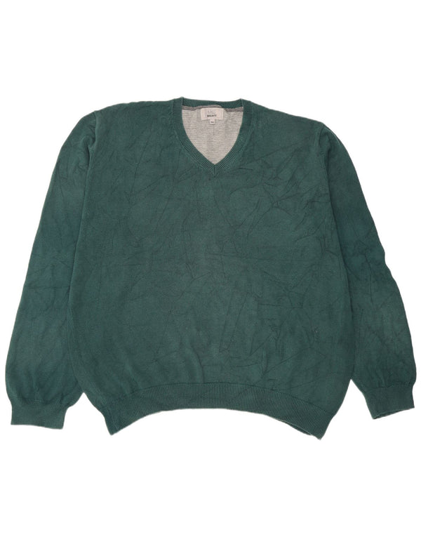 Pulover cu decolteu în V Marks & Spencer pentru bărbați, bumbac verde 2XL