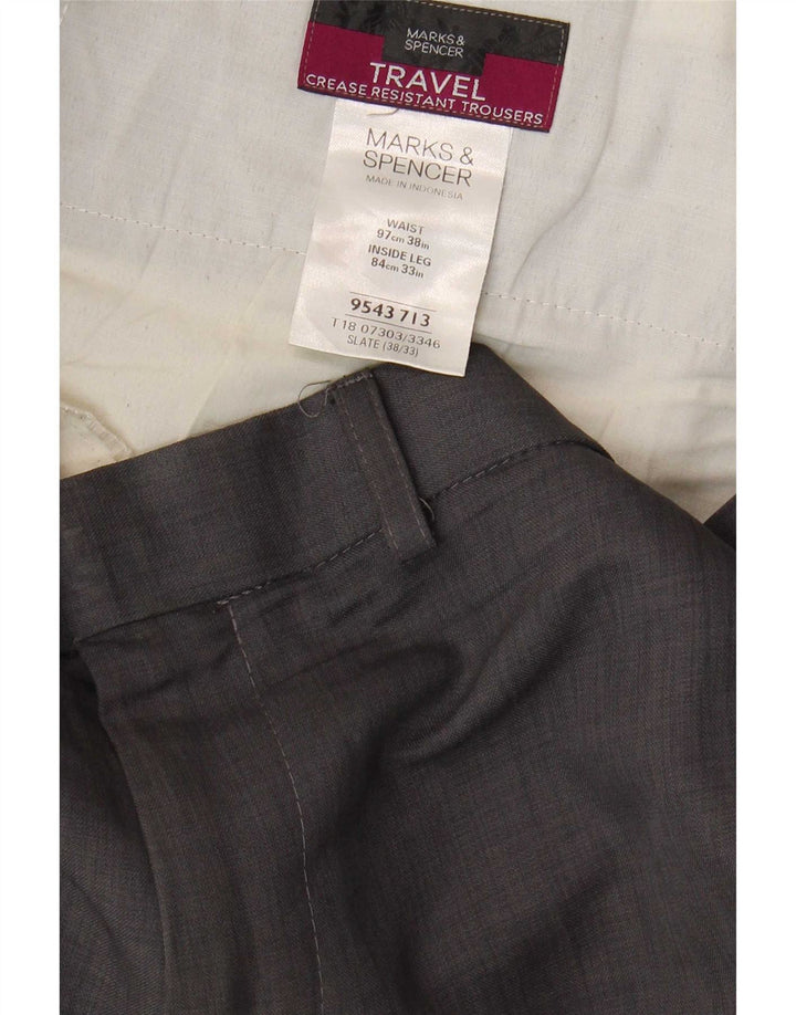 Pantaloni chino drepți pentru bărbați Marks & Spencer L38 L33 poliester gri