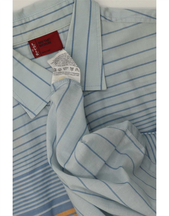 Cămașă cu mânecă scurtă Levi's pentru bărbați, bumbac cu dungi albastre medii