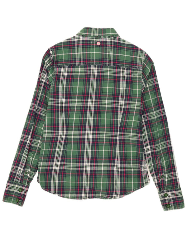 Cămașă de flanel pentru femei Superdry UK 10 Small Green Check Bumbac
