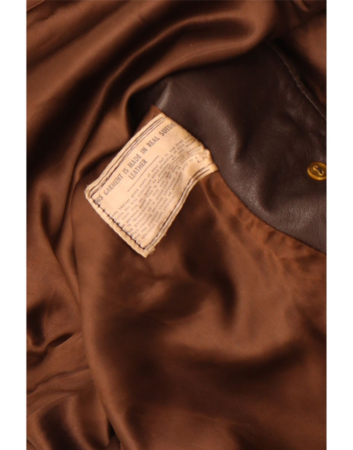 Jachetă vintage pentru femei de piele intoarsa UK 10 Mica maro din piele