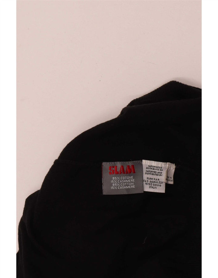 Pulover Slam pentru bărbați, cu fermoar, cu gât, bumbac mare, negru