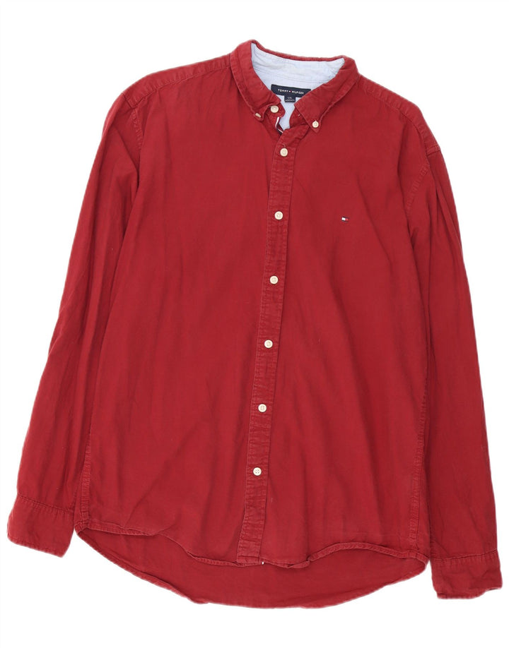 TOMMY HILFIGER Cămașă Bărbați Mare Bumbac Burgundy