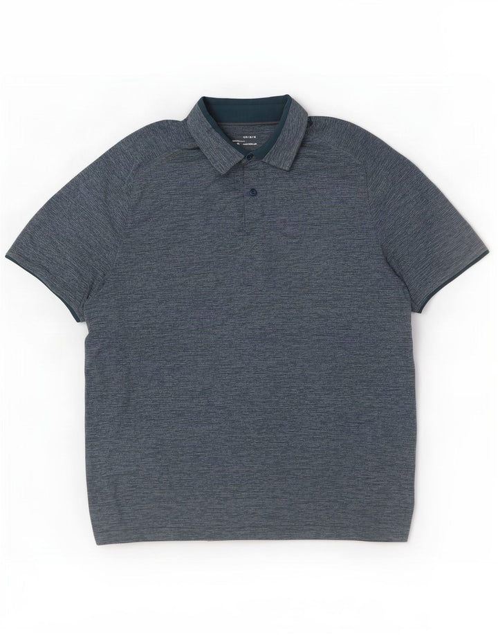 Cămașă polo Under Armour pentru bărbați Heat Gear, mare, albastru, poliester pătat