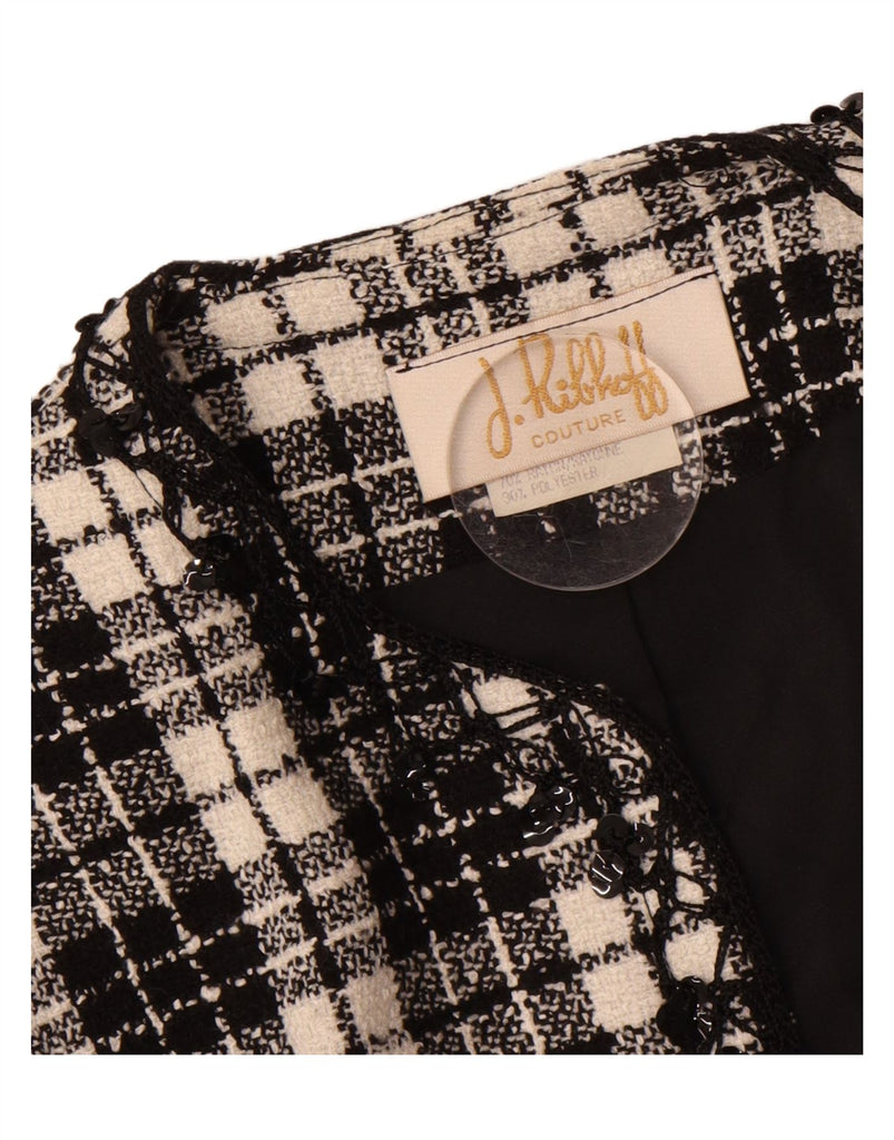 JOSEPH RIBKOFF Womens Open Blazer Jacket UK 14 Medium Black Check Acrylic Vintage Joseph Ribkoff and Second-Hand Joseph Ribkoff from Messina Hembry 