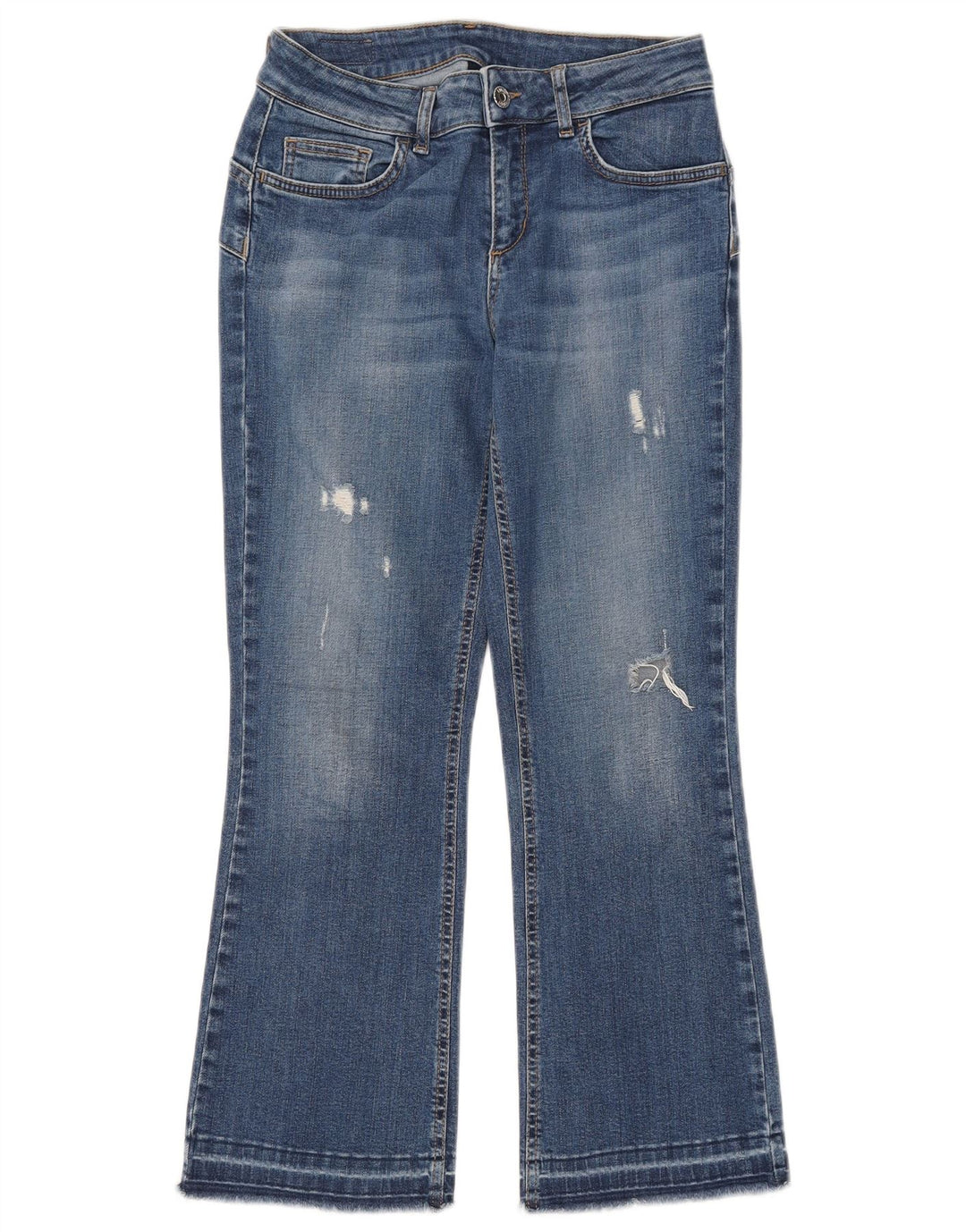 Blugi de damă Liu Jo Distressed Crop Bootcut W28 L25 Bumbac albastru