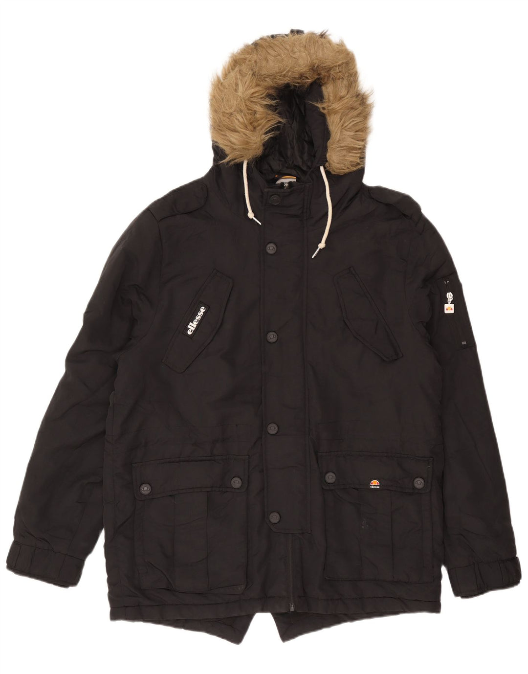 Jachetă parka cu glugă pentru bărbați Ellesse UK 38 Poliester mediu negru