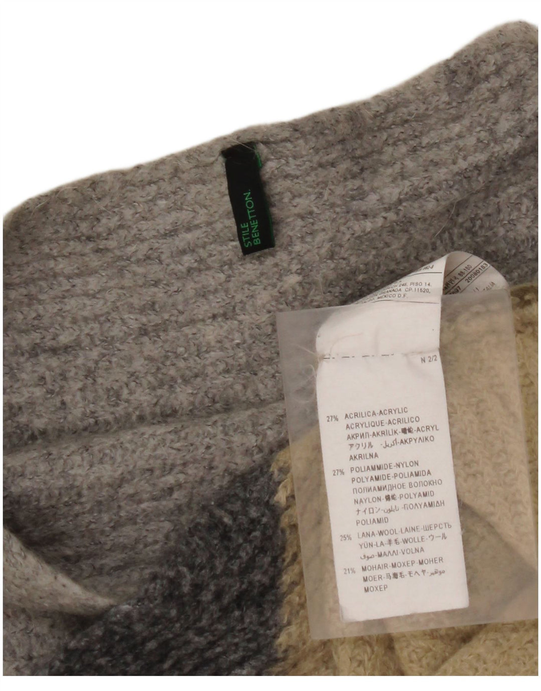 Pulover de damă BENETTON cu gât de barcă UK 14 Medium Multicolor