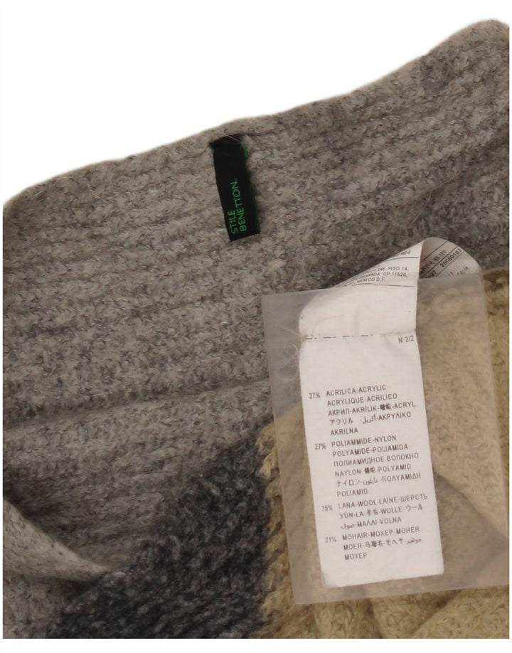 Pulover de damă BENETTON cu gât de barcă UK 14 Medium Multicolor