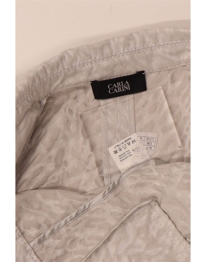 CARLA CARINI Top cardigan crop pentru femei UK 10 Small Gri Animal Print