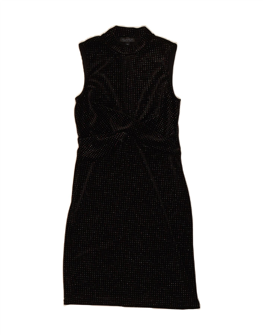 TOPSHOP Womens Sleeveless Sheath Dress UK 8 Small Black Polyester Vintage Topshop and Second-Hand Topshop from Messina Hembry 