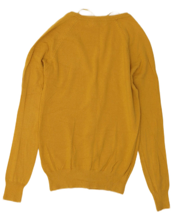 Pulover cardigan pentru femei Zara UK 12, bumbac galben mediu