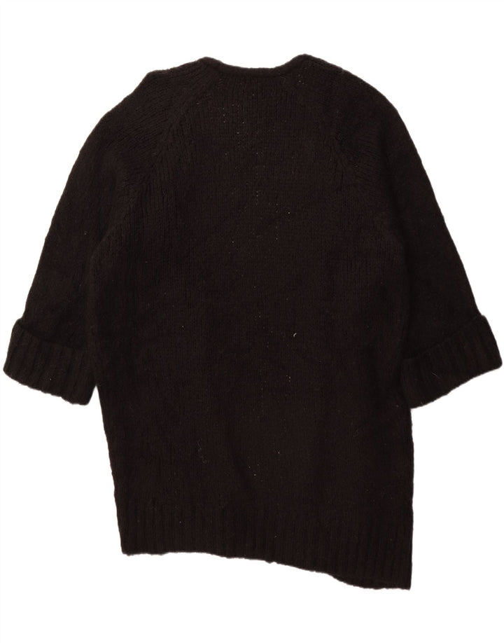 ZARA Womens Oversized Longline Open Cardigan Sweater UK 10 Small Black