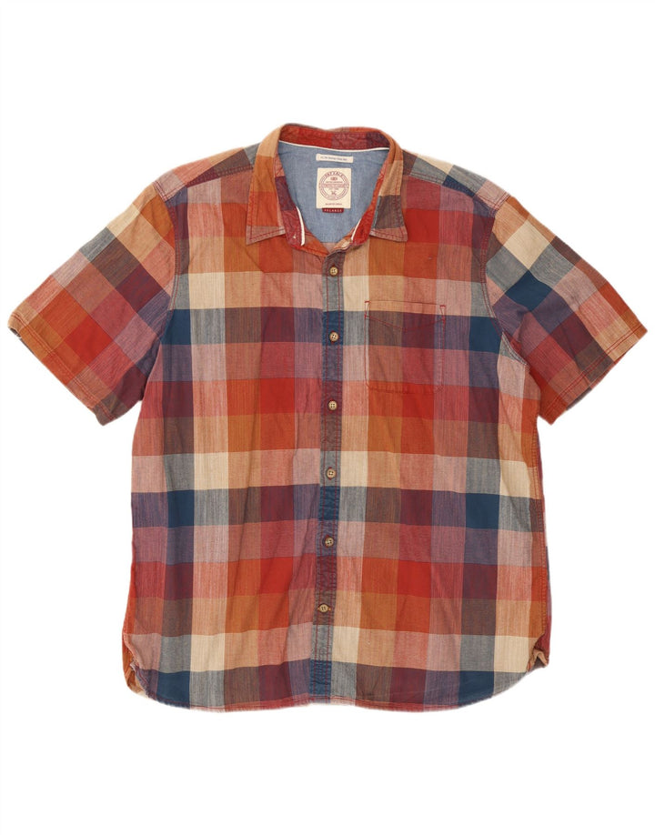 Cămașă cu mânecă scurtă pentru bărbați Fat Face 2XL, bumbac cu carouri multicolore