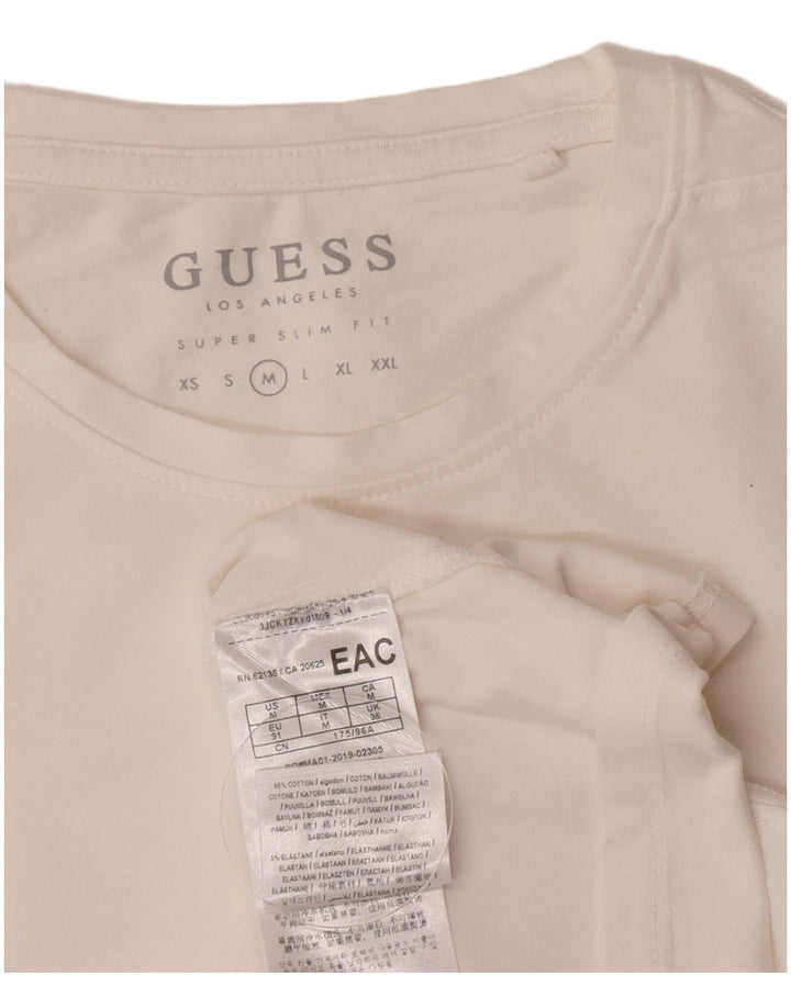 Tricou Guess pentru bărbați Super Slim Fit Top din bumbac alb mediu
