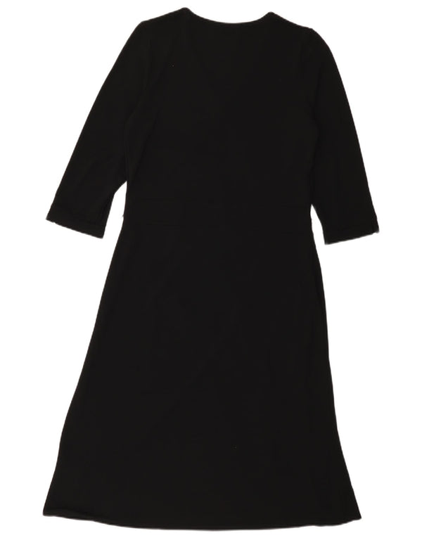 Rochie A-Line pentru femei Marks & Spencer cu mâneci 3/4 UK 12 Medium Black Viscose